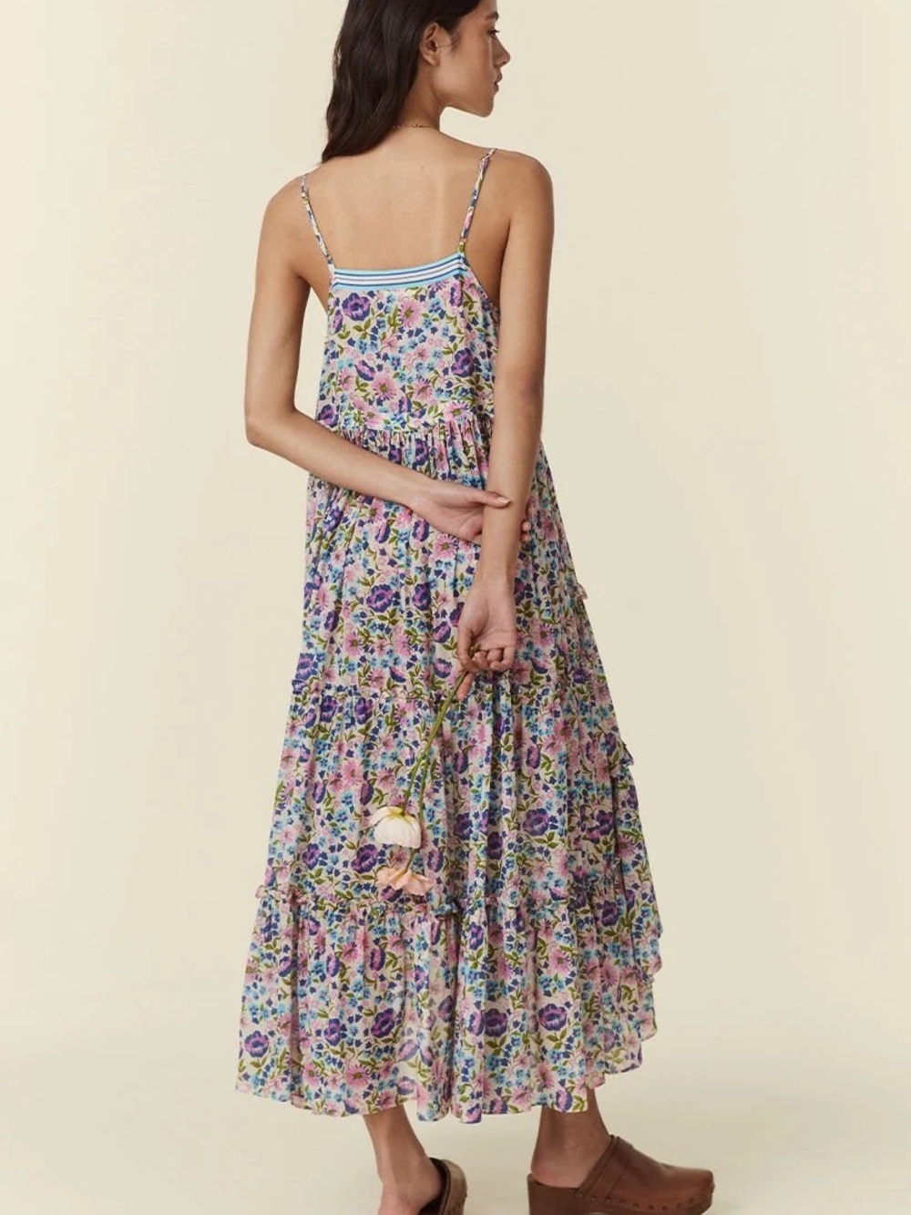 Spell Impala Lily Sundress Blue Pink Floral Tiered Flowy Large Resortwear - Picture 2 of 16